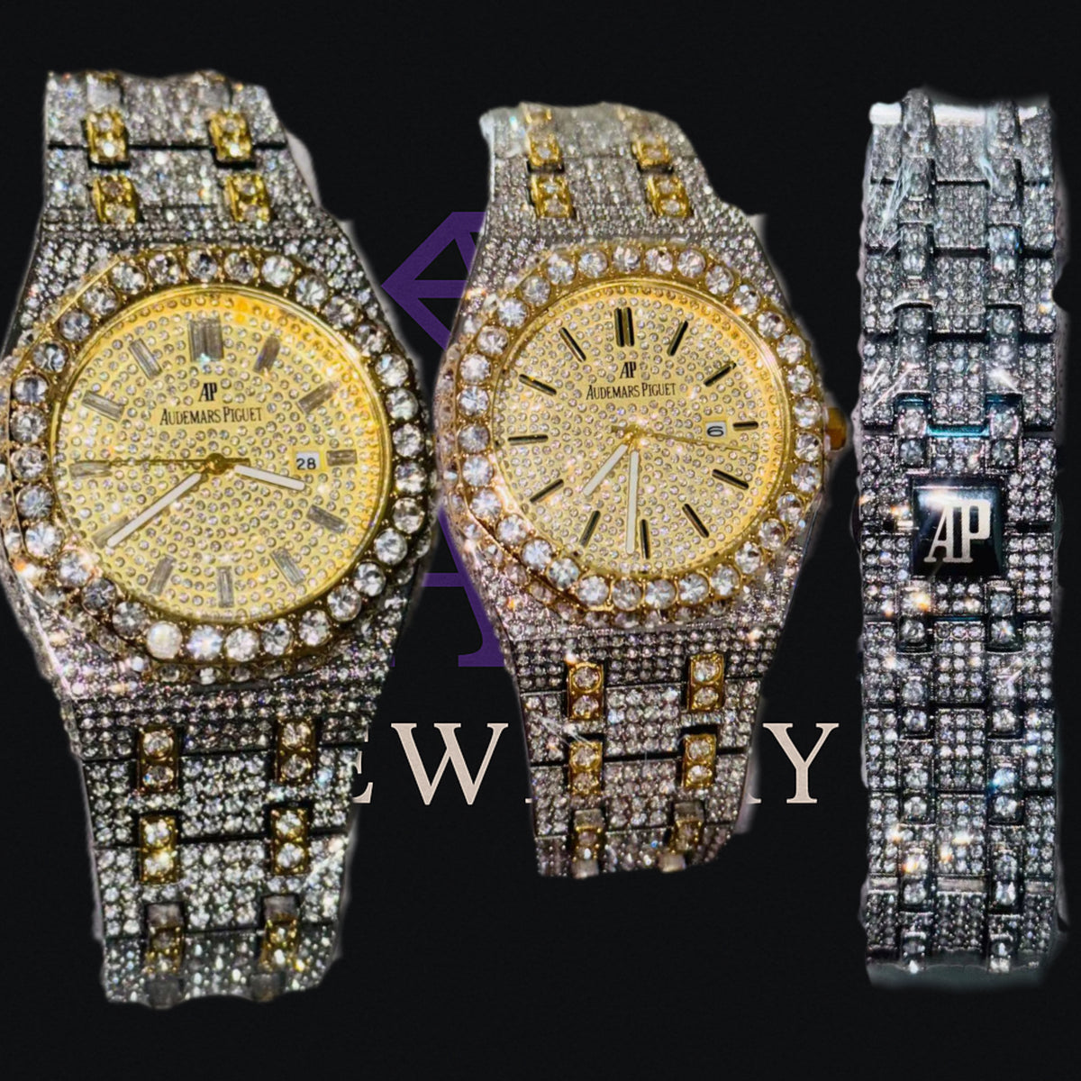 Ice tow tone Watch Arabic Numbers